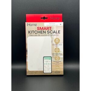 iHome Smart Kitchen Scale White 22lb Capacity Bluetooth App Nutrition Analysis